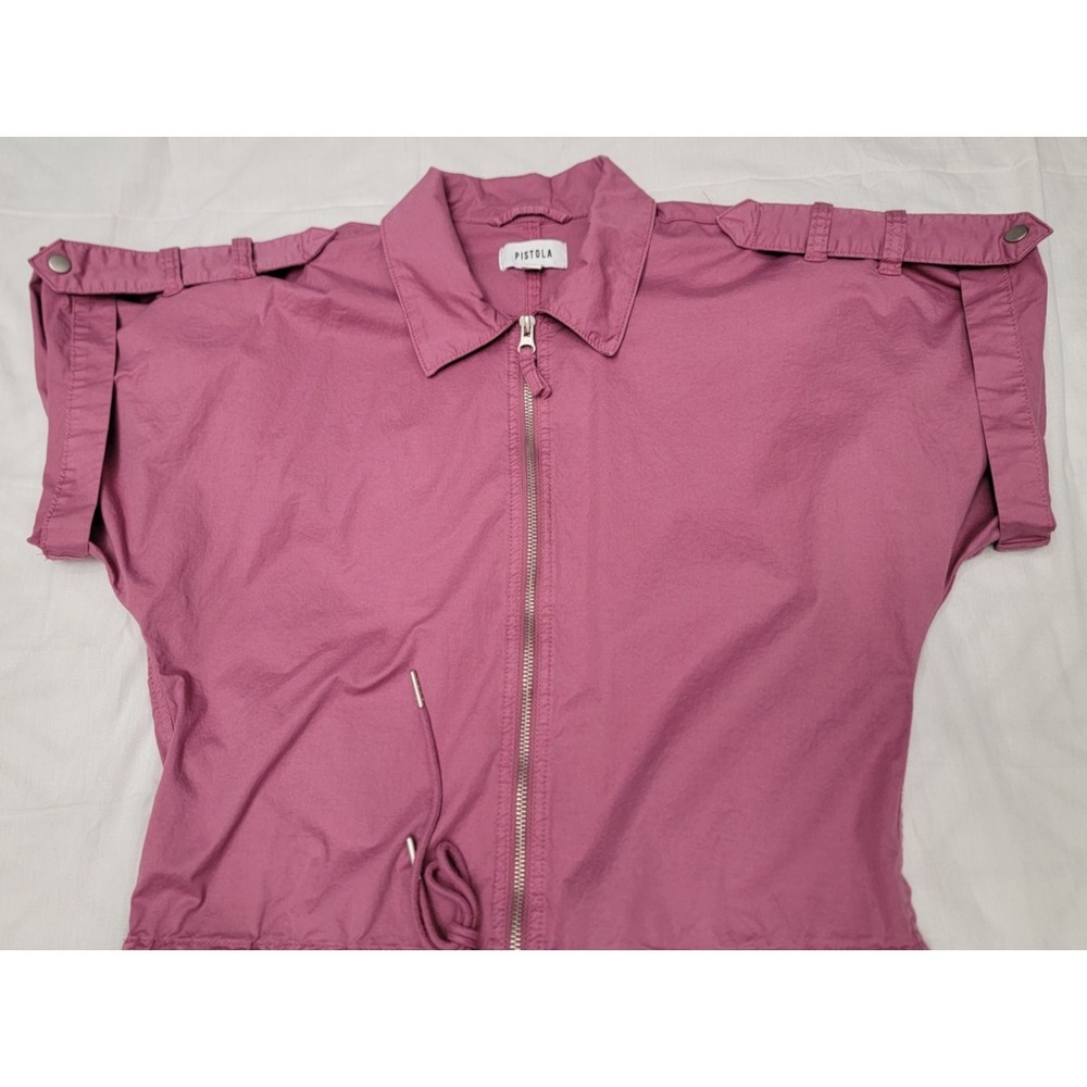 Pistola Shorts Romper Size Small Pink Zip Front Utility Drawstring Pockets - Picture 8 of 13